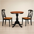 Pemberly Row Round Wood Dining Table with 2 Chairs in Black Finish