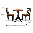 Pemberly Row Round Wood Dining Table with 2 Chairs in Black Finish
