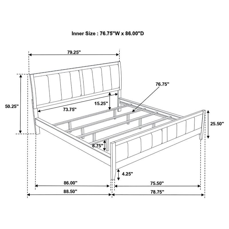 Pemberly Row Wood California King Panel Bed in Cappuccino Finish