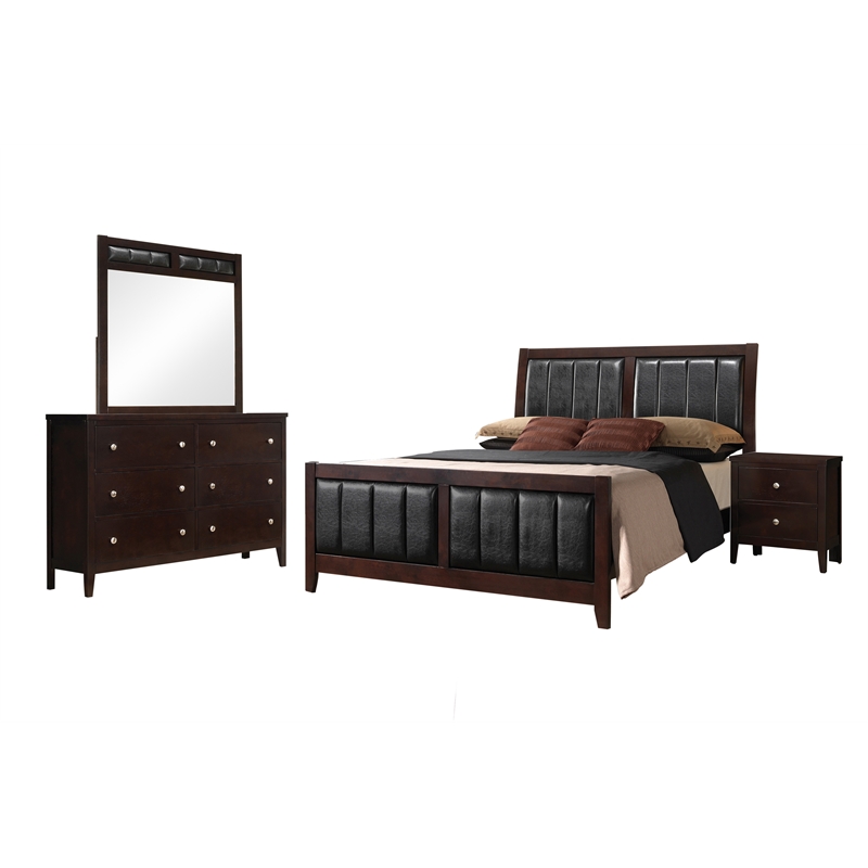 Pemberly Row 4-Piece Full Bedroom Set in Warm Cappuccino Finish