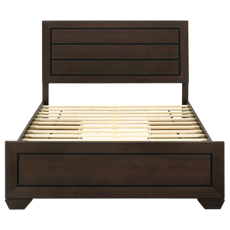 Pemberly Row Wood Queen Storage Panel Bed in Dark Cocoa Finish