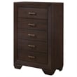 Pemberly Row 5-Drawer Bedroom Chest with Brass Pulls in Dark Cocoa