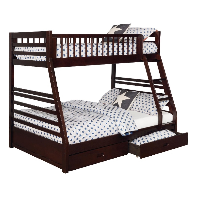 Pemberly Row 2-Drawer Twin Over Full Bunk Bed in Cappuccino Finish