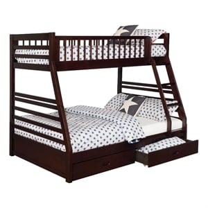 Pemberly Row 2-Drawer Twin Over Full Bunk Bed in Cappuccino Finish