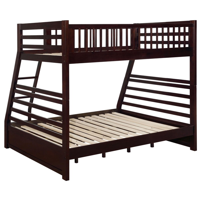 Pemberly Row 2-Drawer Twin Over Full Bunk Bed in Cappuccino Finish