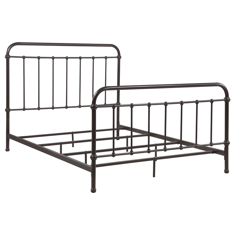 Pemberly Row Traditional Metal Queen Spindle Bed in Dark Bronze