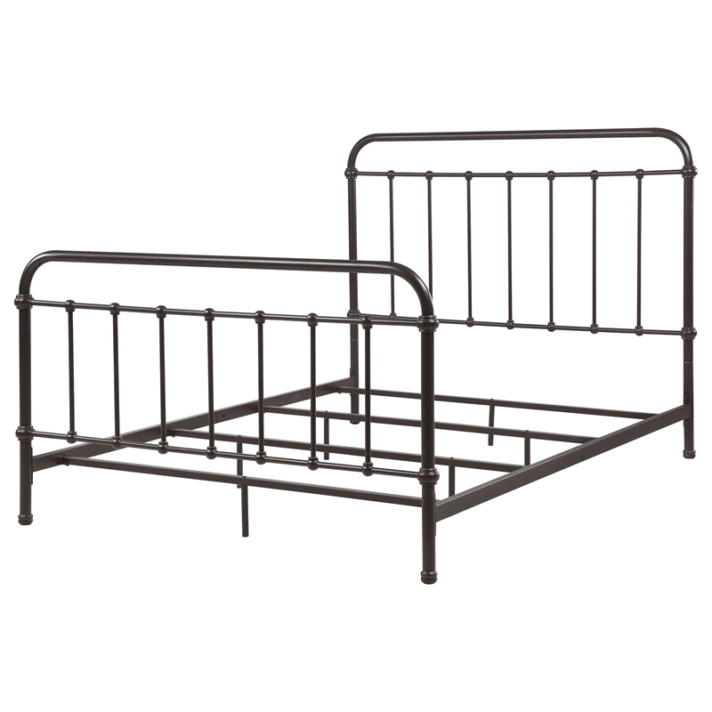 Pemberly Row Traditional Metal Queen Spindle Bed in Dark Bronze