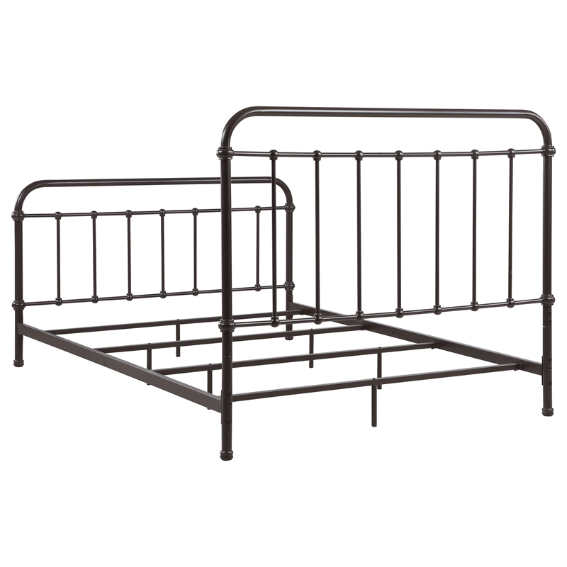 Pemberly Row Traditional Metal Queen Spindle Bed in Dark Bronze