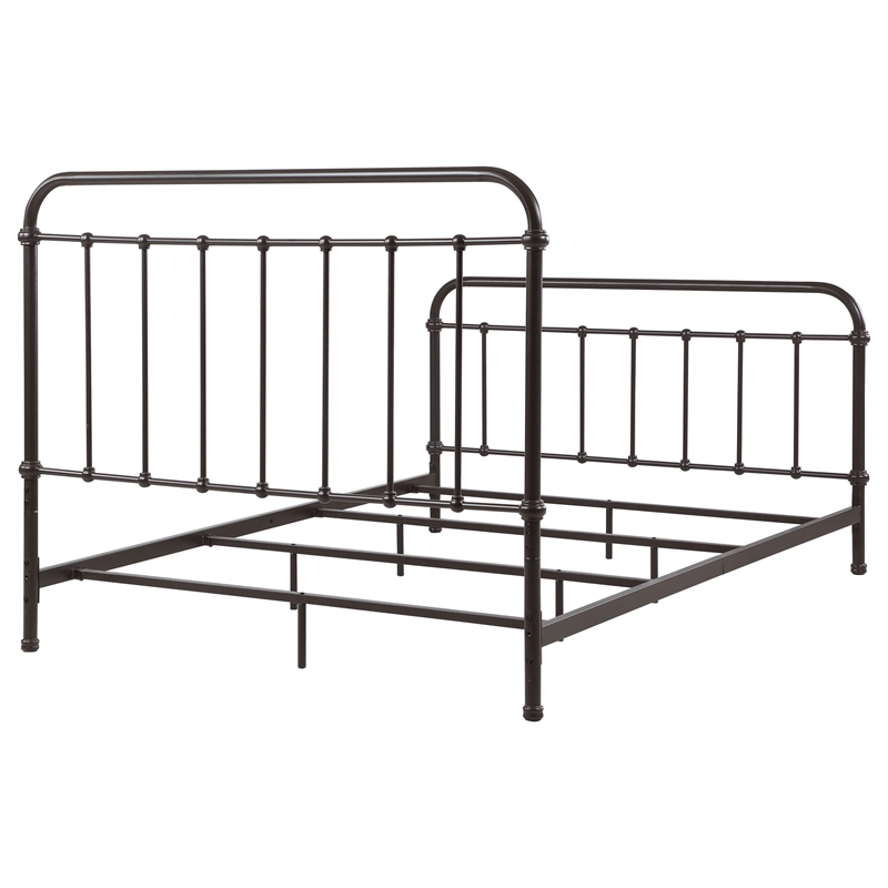 Pemberly Row Traditional Metal Queen Spindle Bed in Dark Bronze