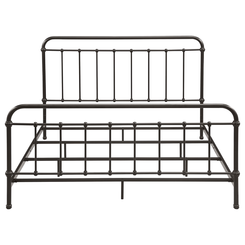 Pemberly Row Traditional Metal Eastern King Spindle Bed in Dark Bronze