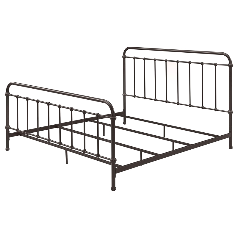 Pemberly Row Traditional Metal Eastern King Spindle Bed in Dark Bronze