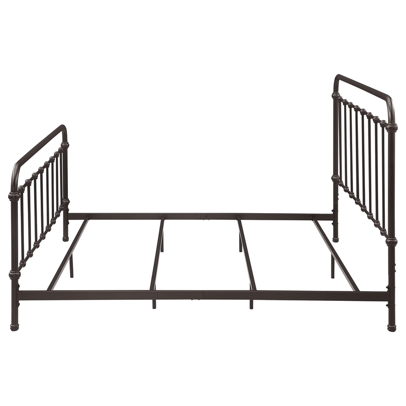 Pemberly Row Traditional Metal Eastern King Spindle Bed in Dark Bronze
