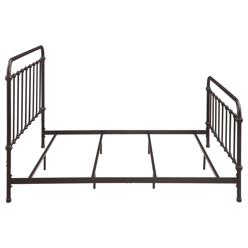 Pemberly Row Traditional Metal Eastern King Spindle Bed in Dark Bronze