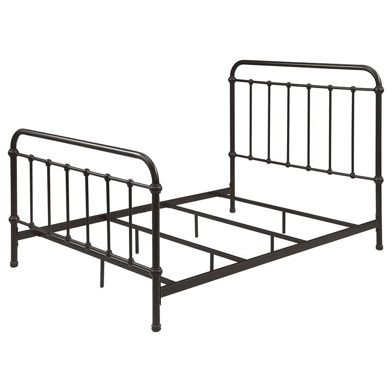 Pemberly Row Traditional Metal Full Spindle Bed in Dark Bronze