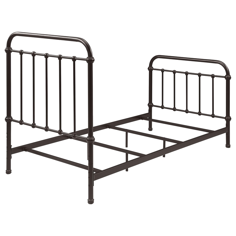 Pemberly Row Traditional Metal Twin Spindle Bed in Dark Bronze