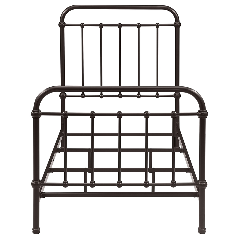 Pemberly Row Traditional Metal Twin Spindle Bed in Dark Bronze