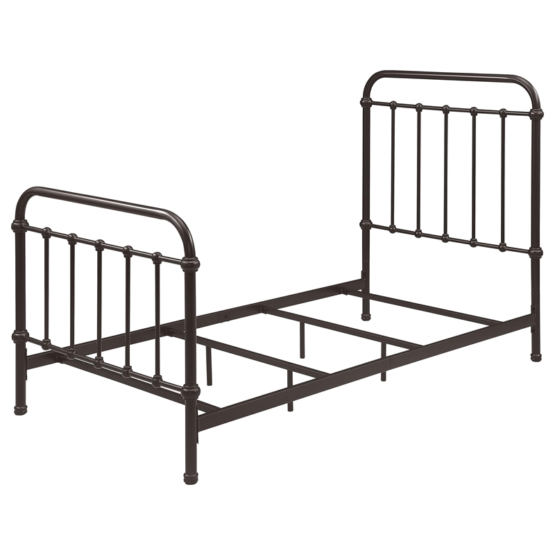 Pemberly Row Traditional Metal Twin Spindle Bed in Dark Bronze