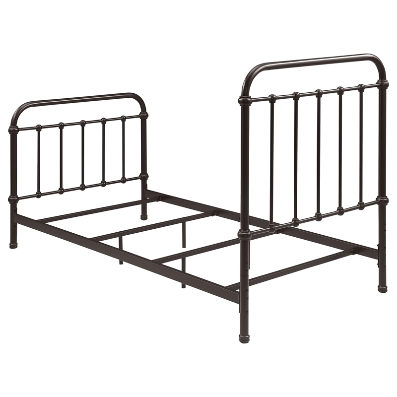 Pemberly Row Traditional Metal Twin Spindle Bed in Dark Bronze