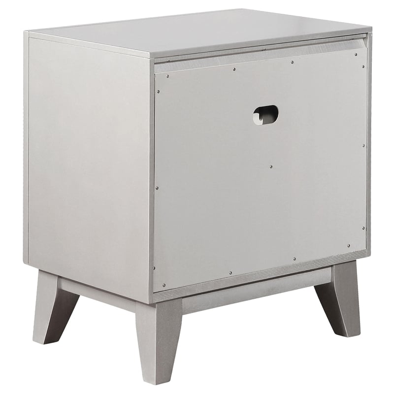 Pemberly Row Contemporary 2-Drawer Wood Nightstand in Mercury Silver