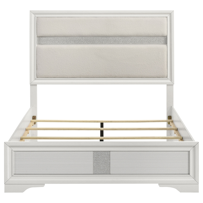 Pemberly Row 54-Inch Upholstered Full Panel Bed in White Finish