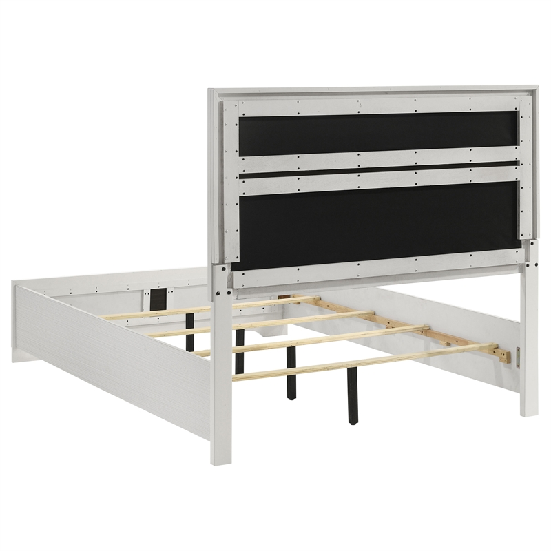 Pemberly Row 54-Inch Upholstered Full Panel Bed in White Finish