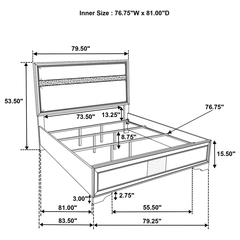 Pemberly Row 54-Inch Upholstered Eastern King Panel Bed in White