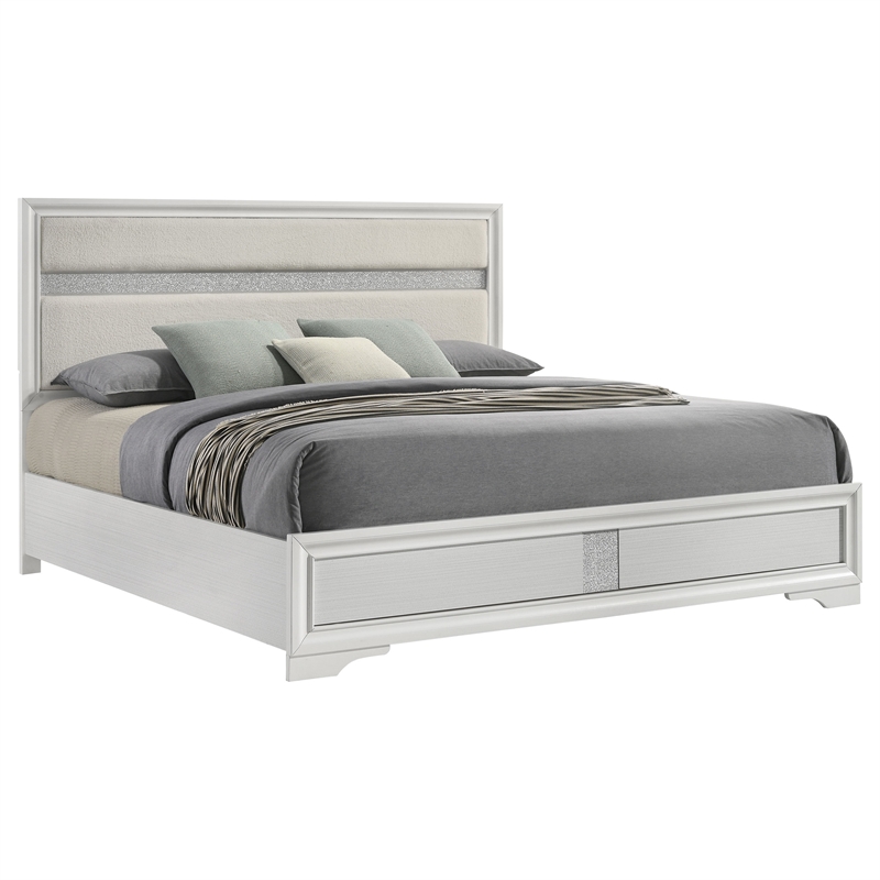 Pemberly Row 54-Inch Upholstered Eastern King Panel Bed in White