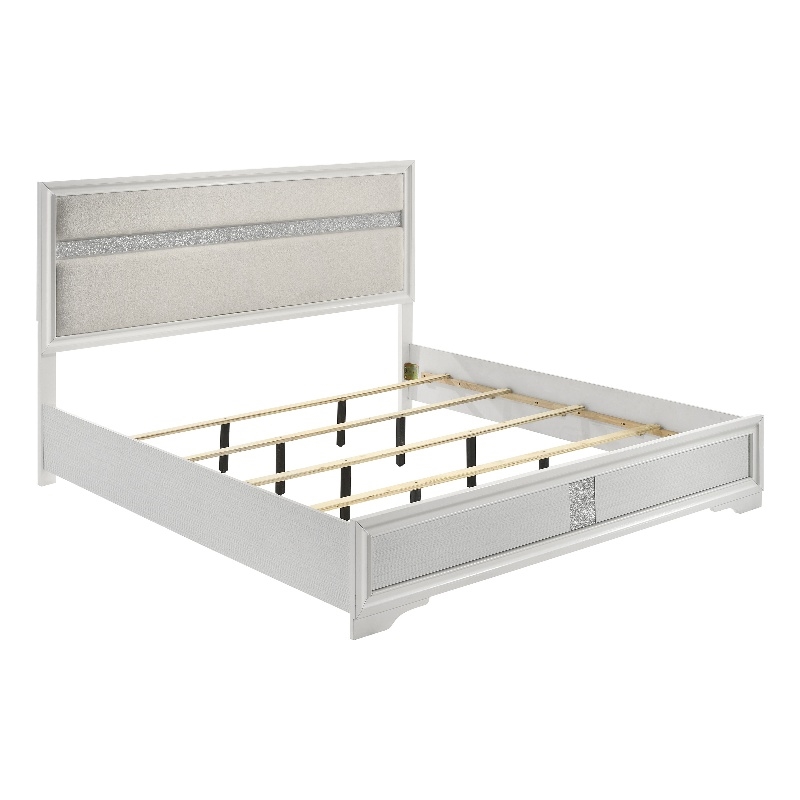 Pemberly Row 54-Inch Upholstered Eastern King Panel Bed in White