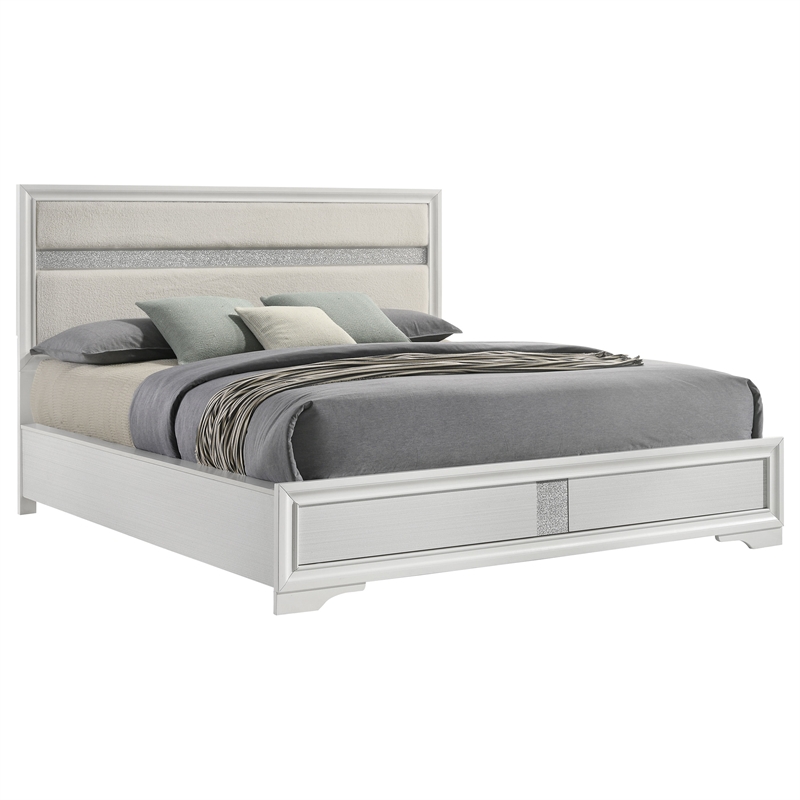 Pemberly Row 54-Inch Upholstered California King Panel Bed in White