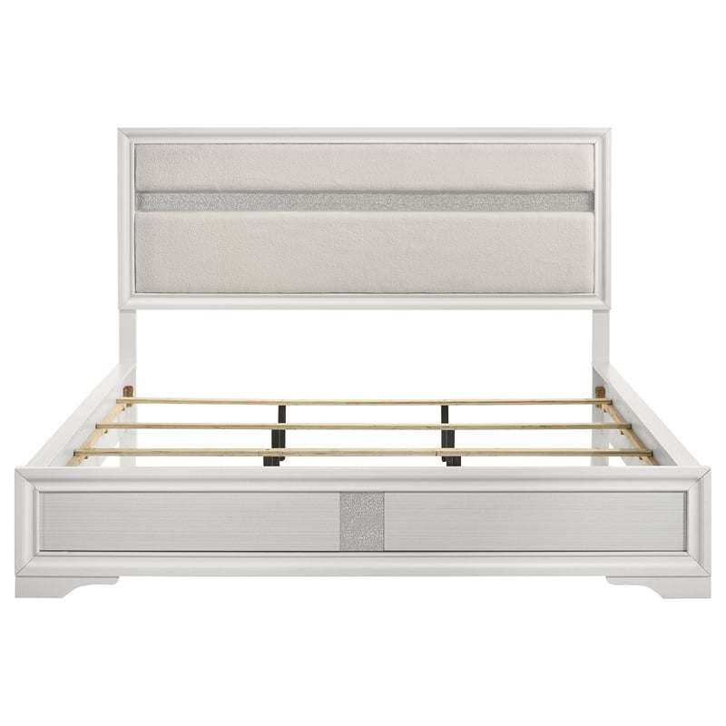Pemberly Row 54-Inch Upholstered California King Panel Bed in White
