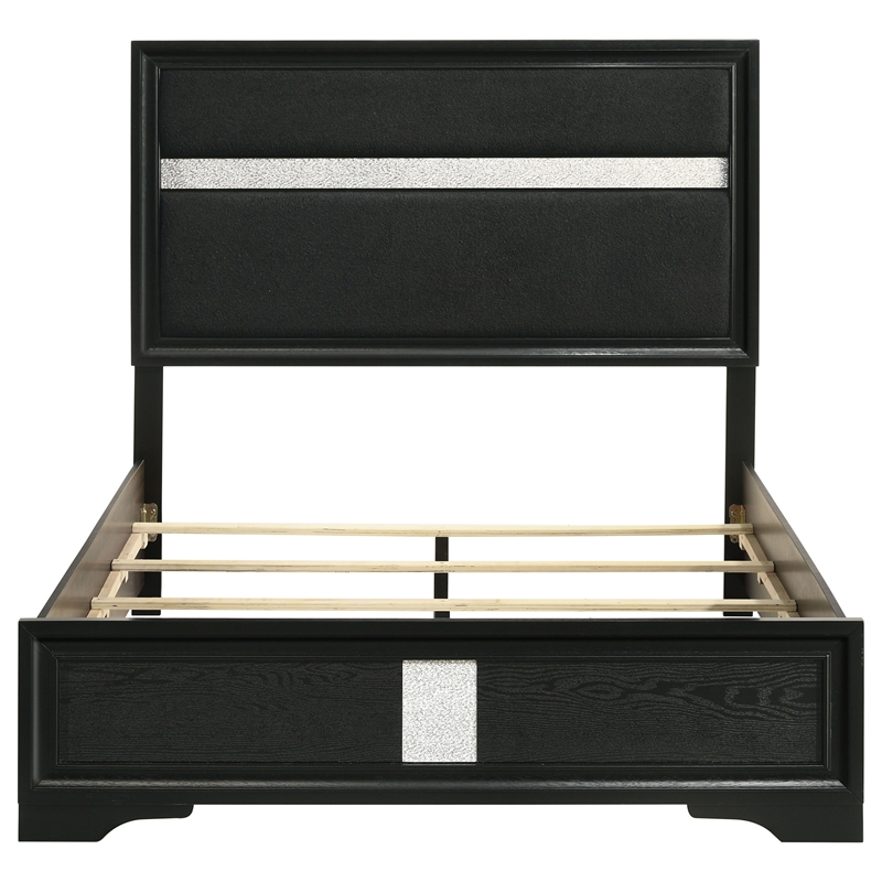 Pemberly Row 54-Inch Upholstered Full Panel Bed in Black Finish