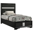 Pemberly Row 54-Inch Upholstered Twin Panel Bed in Black Finish
