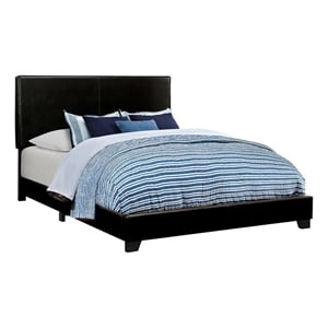 Pemberly Row Faux Leather Upholstered California King Bed in Black