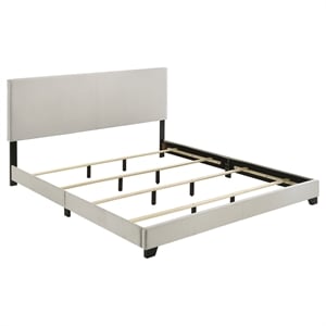 Pemberly Row Fabric Upholstered California King Panel Bed in Cream