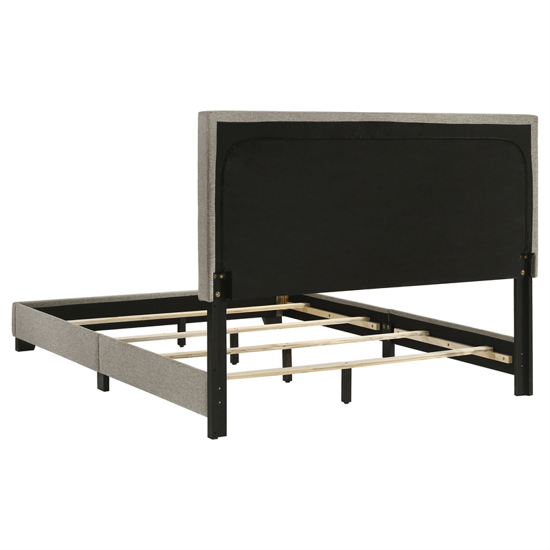 Pemberly Row Fabric Upholstered Full Panel Bed in Taupe Finish