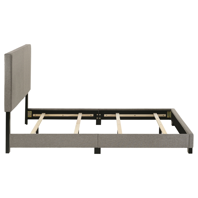 Pemberly Row Fabric Upholstered Full Panel Bed in Taupe Finish