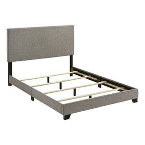 Pemberly Row Fabric Upholstered Full Panel Bed in Taupe Finish