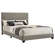 Pemberly Row Fabric Upholstered Queen Panel Bed in Taupe Finish