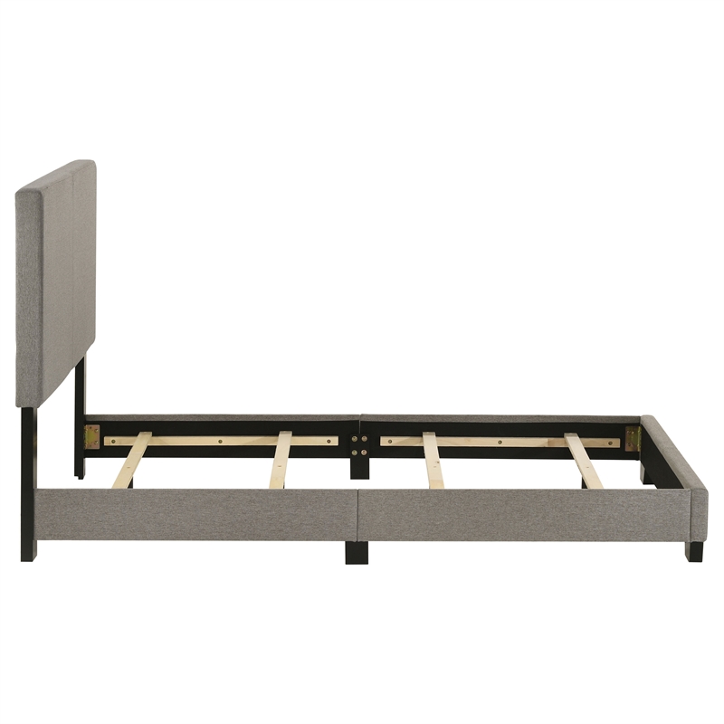Pemberly Row Fabric Upholstered Twin Panel Bed in Taupe Finish