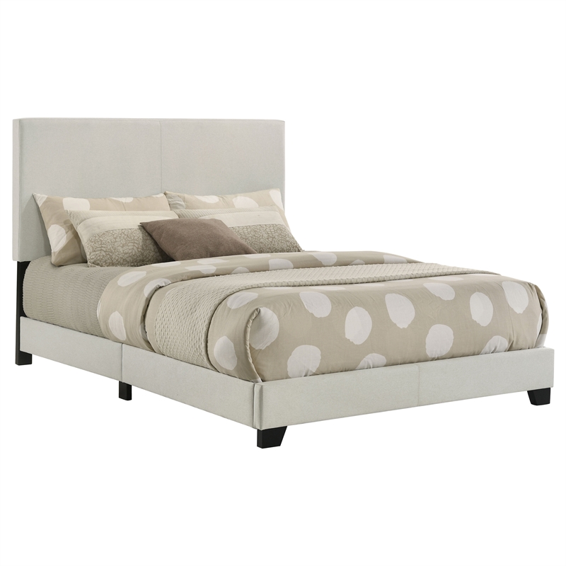 Pemberly Row Fabric Upholstered Full Panel Bed in Cream Finish