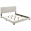 Pemberly Row Fabric Upholstered Eastern King Panel Bed in Cream