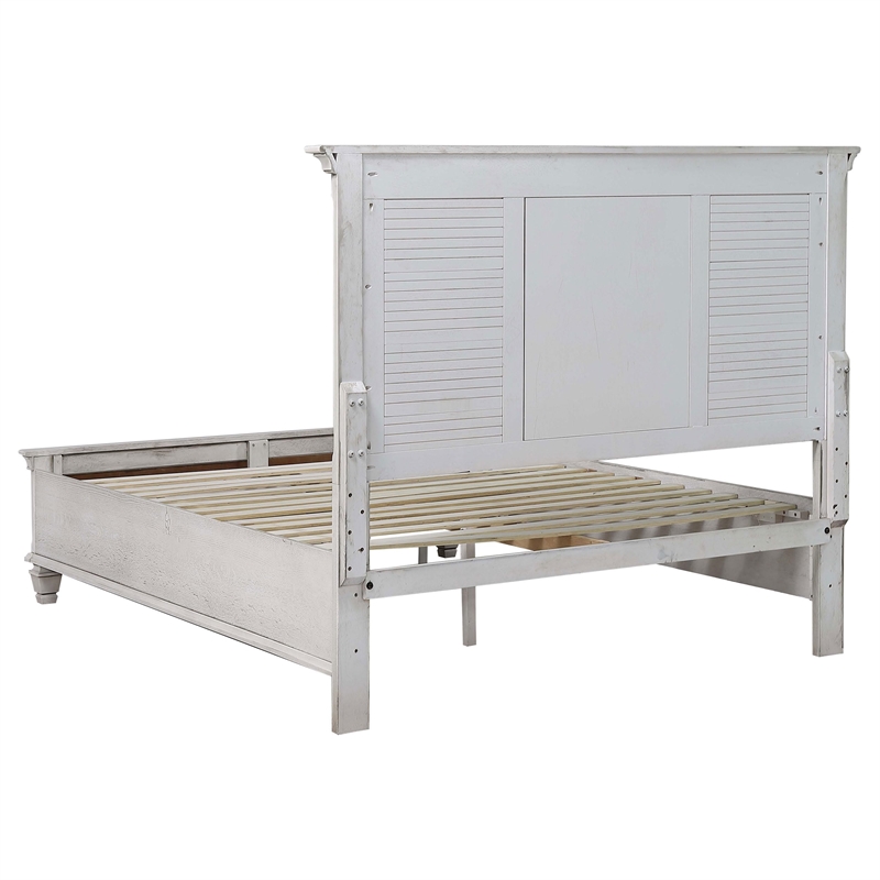 Pemberly Row Wood Eastern King Storage Panel Bed in Distressed White