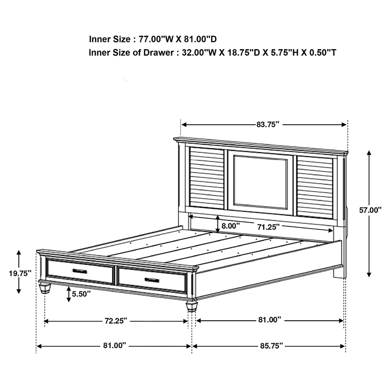 Pemberly Row Wood Eastern King Storage Panel Bed in Distressed White