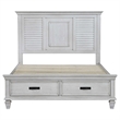 Pemberly Row Wood Queen Storage Panel Bed in Distressed White