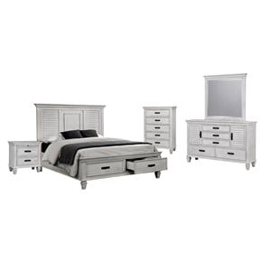 Pemberly Row 5-Piece Queen Coastal Bedroom Set in Distressed White