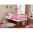 Pemberly Row Wood Twin Open Frame Spindle Bed in White Finish