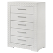 Pemberly Row 5-Drawer High Gloss Bedroom Chest in White Finish
