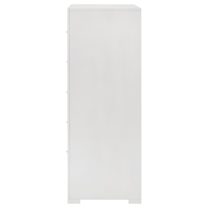 Pemberly Row 5-Drawer High Gloss Bedroom Chest in White Finish