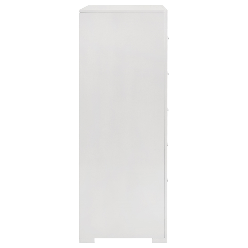 Pemberly Row 5-Drawer High Gloss Bedroom Chest in White Finish