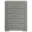 Pemberly Row 5-Drawer High Gloss Bedroom Chest in Grey Finish